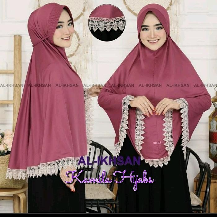 Pilihan- (Cod) Jumbo Hijab Instan Al-Ikhsan Jilbab Syar'I Renda Prada Hijab Tali Renda Bawah