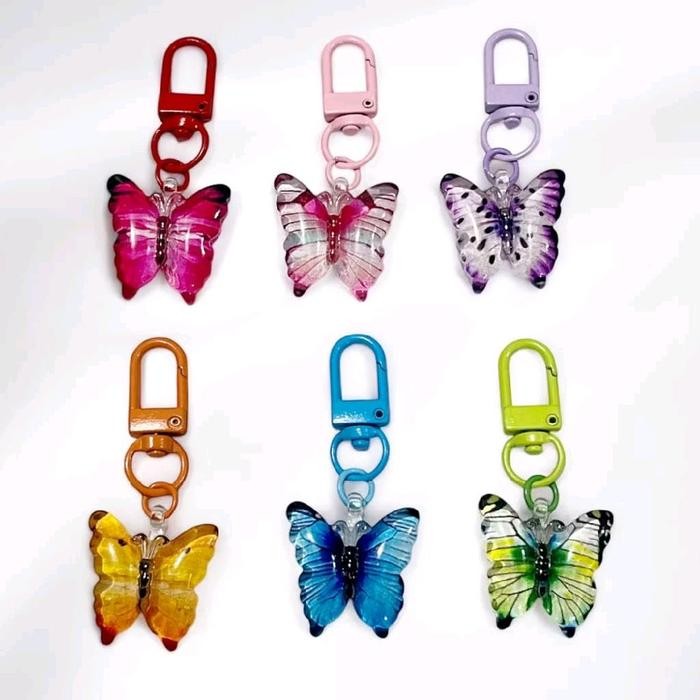 Kael Butterfly Keychain Gantungan Kunci Tas Charm Kupu Kupu Resin Bag Charm Ganci Key Chain Handmade