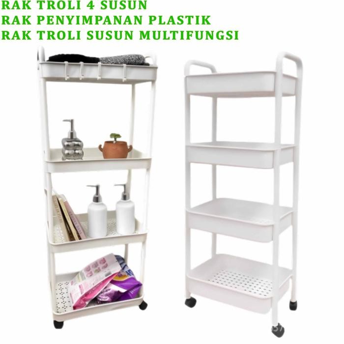 Rak Penyimpanan Plastik * Rak Troli * Rak Troli Susun Multifungsi * Rak 4 Susun