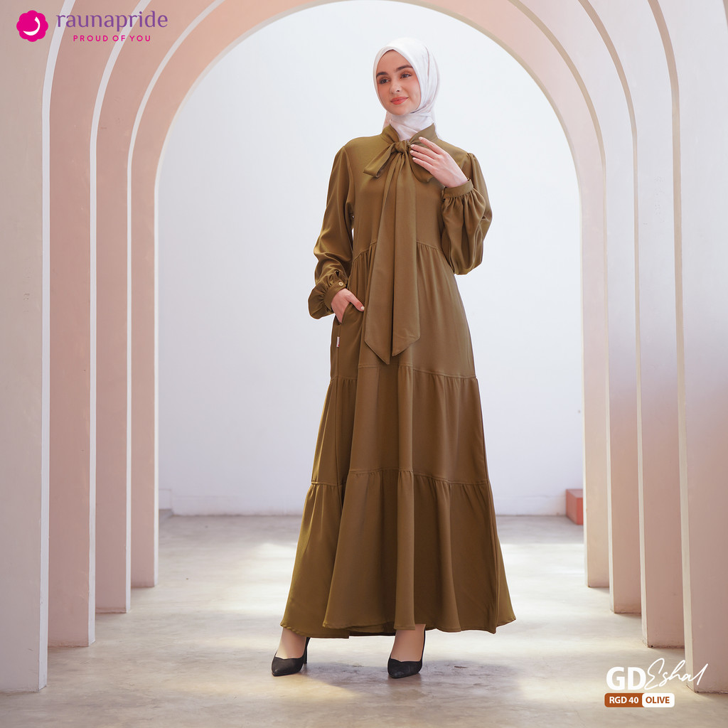 Rauna - Baju Muslim - Gamis Dewasa 40 Olive