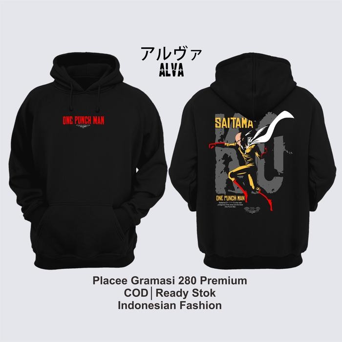 Hoodie Anime SAITAMA ONE PUNCH MAN 004 Sweater Anime Jepang Jaket Anime Manga ALVACOTH Premium
