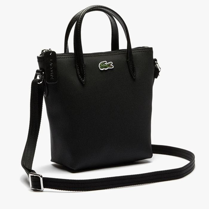 STOK TERBATAS  LACOSTE L.12.12 CONCEPT PETIT PIQU COATED CANVAS MINI ZIP TOTE BAG TERJANGKAU