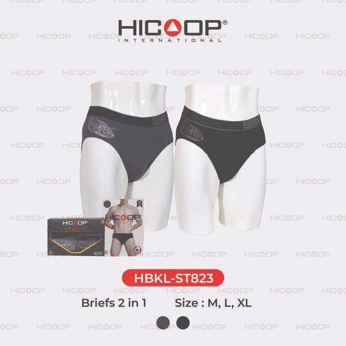 Hicoop - Underwear Brief - Celana Dalam Pria Motif Batik - Abu/Hitam - Isi 2 Pcs - HBKL-ST823