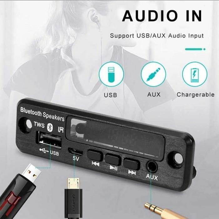 Kit Module Mp3 Bluetooth Hifi Player Musik Usb Mobil Modul 5 Volt Tws