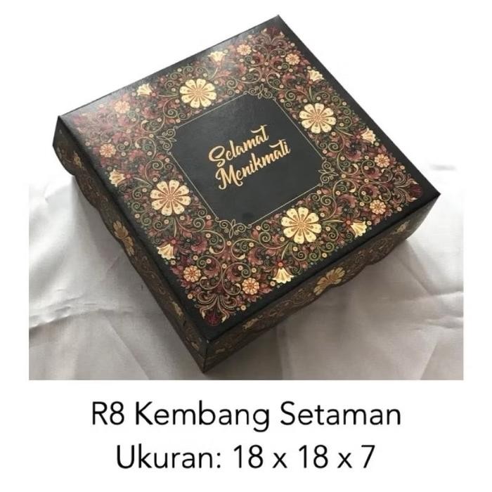 (100 pcs) Dus R8 Kembang Setaman / Dus Nasi 18x18 / Dus Kue R8 / Dus Nasi Motif / Dus Kue Motif /