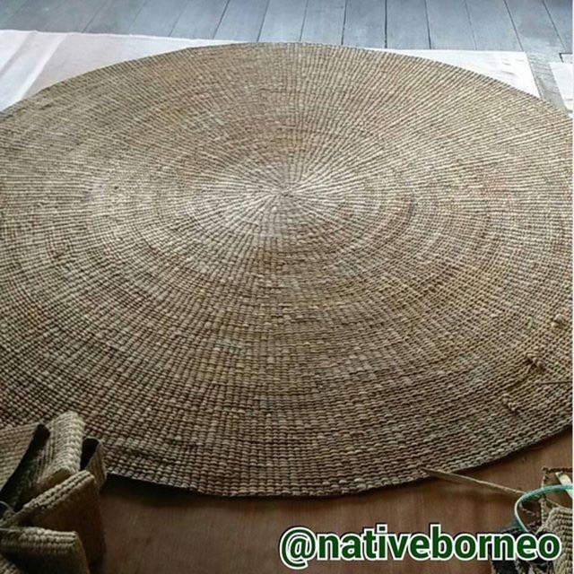 Karpet eceng bulat D120cm [L037] - Karpet Eceng Gondok Ilung Bundar Bulat, Tikar Borneo