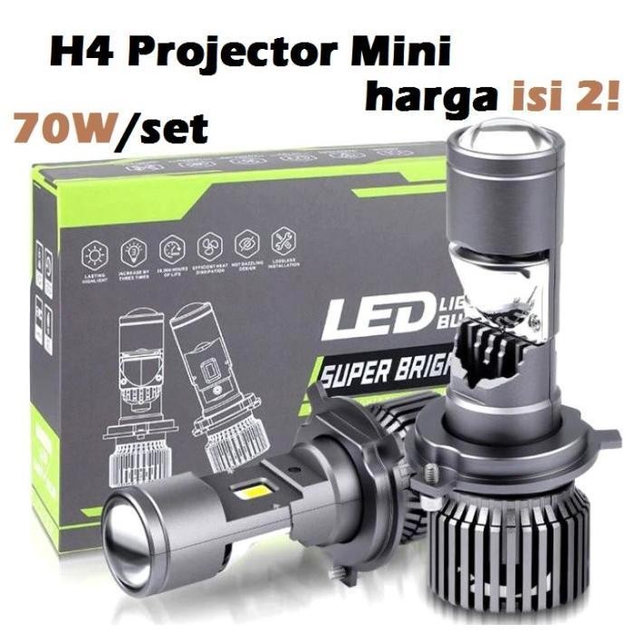 Lampu LED H4 Proyektor mini mobil motor projector lens proji kecil 70W super terang
