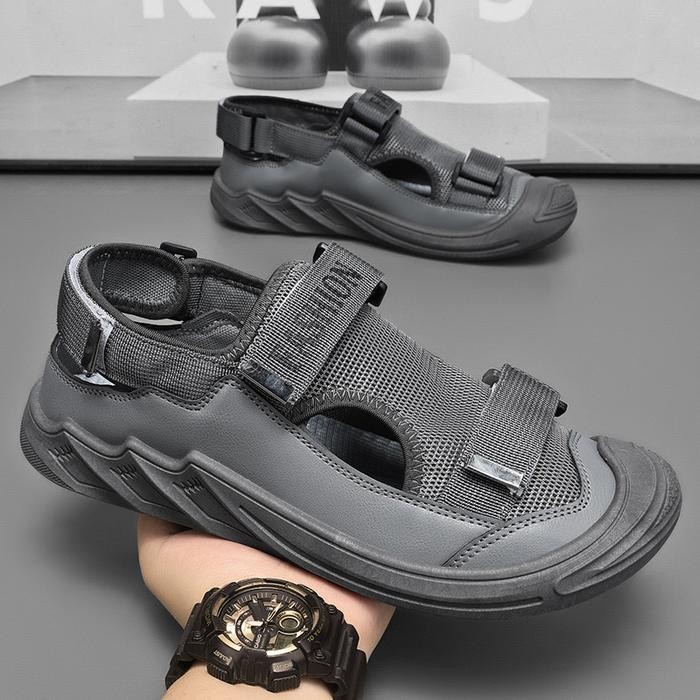 fwxh-Fed Sandal Pria Okayama Grey Anti Licin Dan Berventilasi Sendal Santai Outdoor Hiking