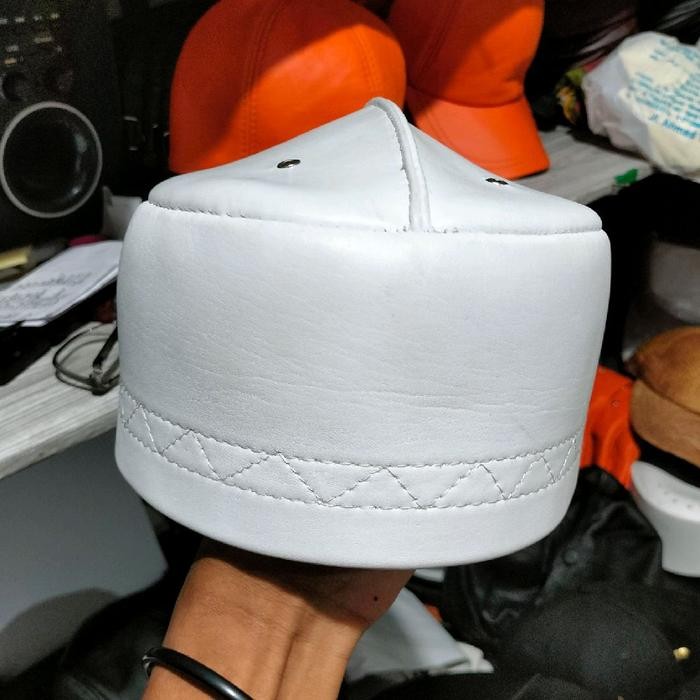 ASLI Peci Kopiah Kulit Asli Peci Habib Bahar Ukuran Dewasa Warna Hitam Putih Coklat - KULIT ASLI