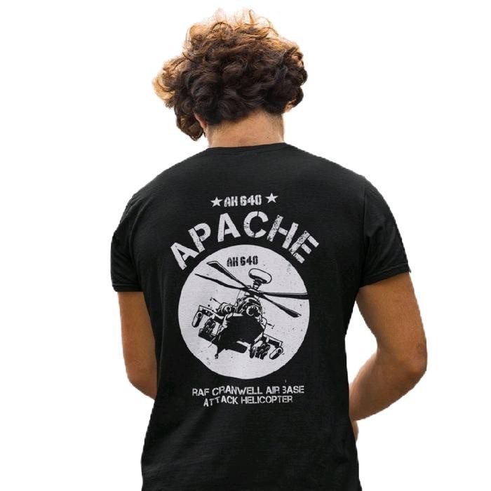 Kaos Vintage Retro Apache Helicopter Military Attack Chopper Black T-Shirt Army