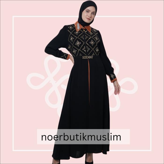 k4un- Hikmat Fashion Original A3829 Abaya Hikmat Terbaru 2024 Ori Noerbutikmuslim