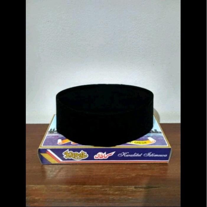 TERMURAH Peci Kopiah Kopeah Songkok Merek Cap Kapal Warna Hitam Polos Anti Beludru READY STOCK