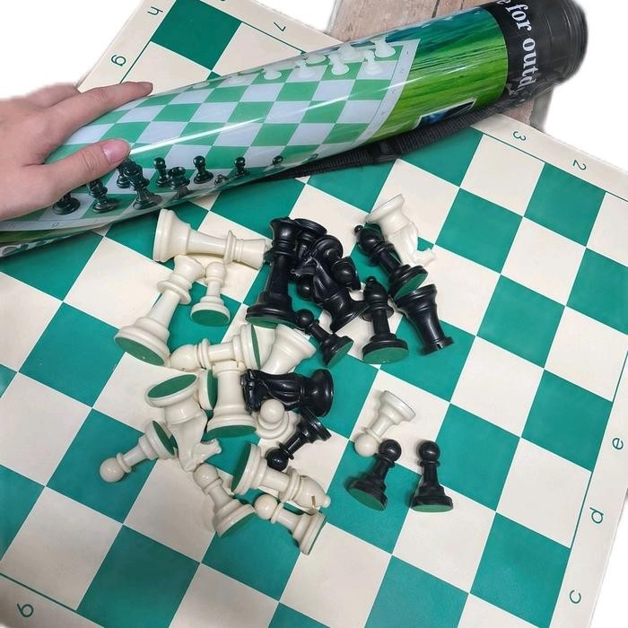 ItemNews- Catur Gulung Portable 1 Set Isi Tas Catur Buah Catur Alas Catur Lengkap