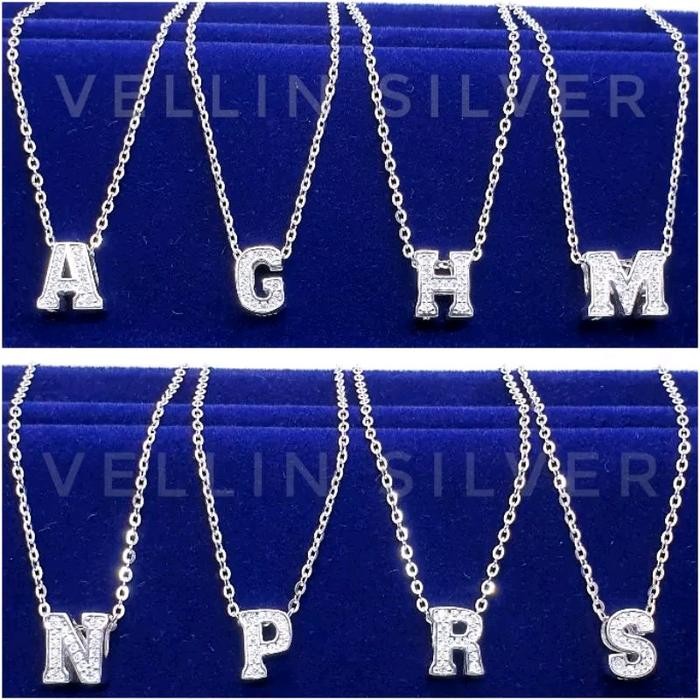 Kalung Perak Huruf Abjad Alphabet Inisial Silver 925 Asli