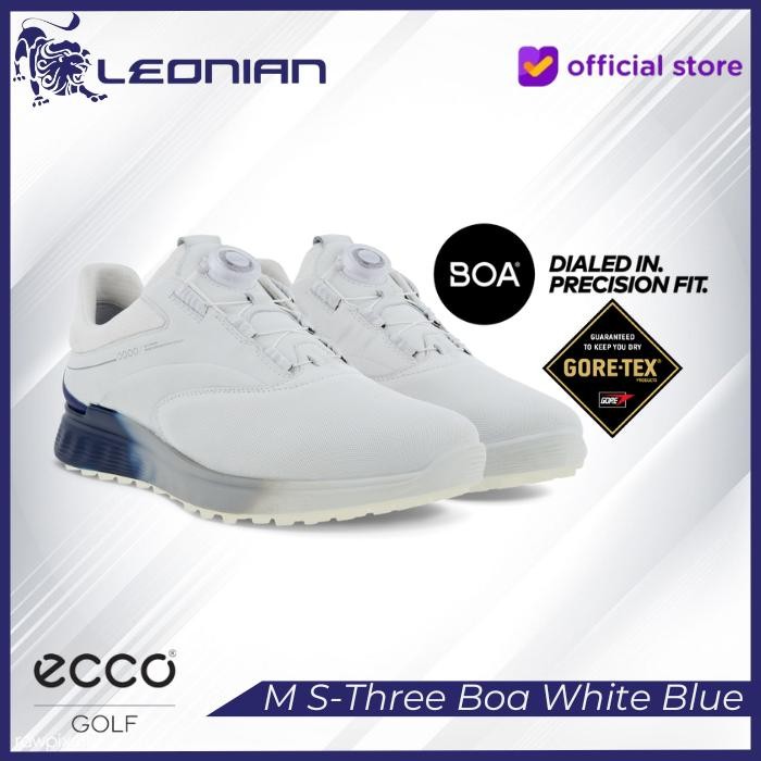 Sepatu Golf Ecco Men's Golf S-Three Boa White/Blue Depths/Bright White - Sepatu Golf Pria