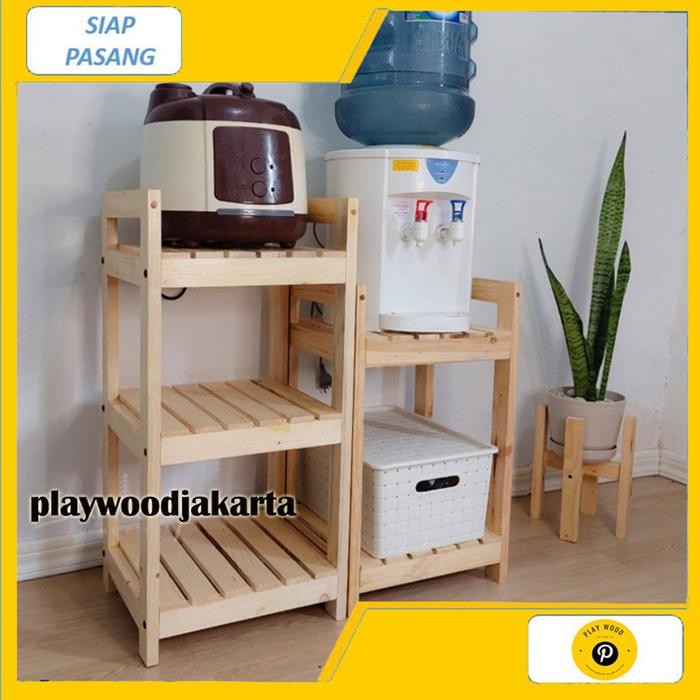 Rak Rice Cooker Dan Dispenser Rak Susun Serbaguna Kayu Jati Belanda