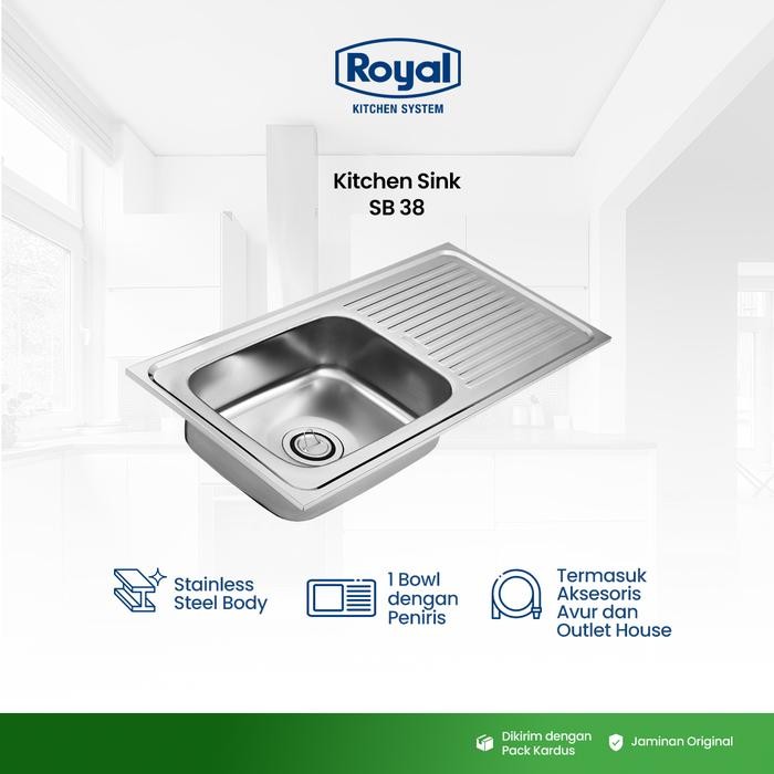 Royal Kitchen Sink Wastafel Dapur SB 38 Bak Cuci Piring 86 x 43 Cm