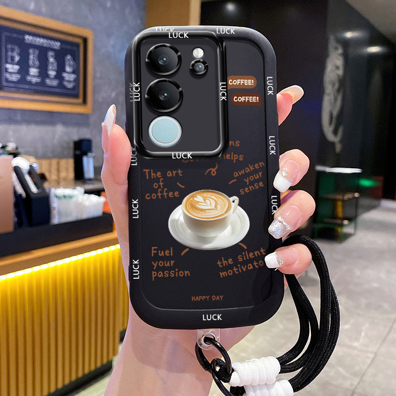 Casing Hp untuk VIVO V29 5G V29E 5G V29 Pro 5G Case Casing pola kopi Kesing HP Cesing Silikon Softca