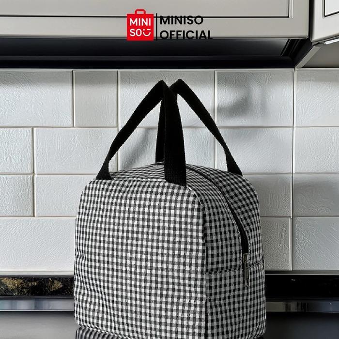 Miniso Tas Makan Siang Classic Kotak-Kotak Klasik Saku Untuk Simple Portable Tas Bekal Lunch Bag