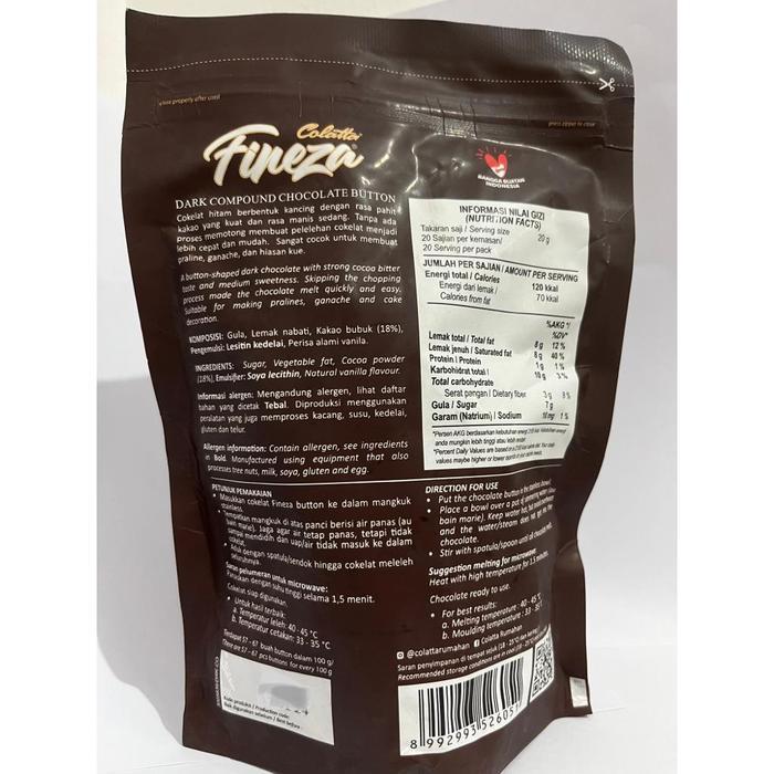 Colatta Fineza Button Choco / Fineza Dark Compound Chocolate 400 gr