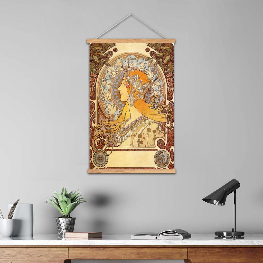 mucha Framed Wall Painting Canvas Art Poster and Wall Art, Modern Family, Bedroom Decor,