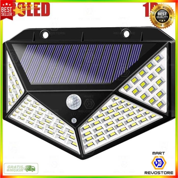 LAMPU SENSOR GERAK TAMAN SOLAR PANEL TENAGA SURYA 100 LED WARM WHITE SET