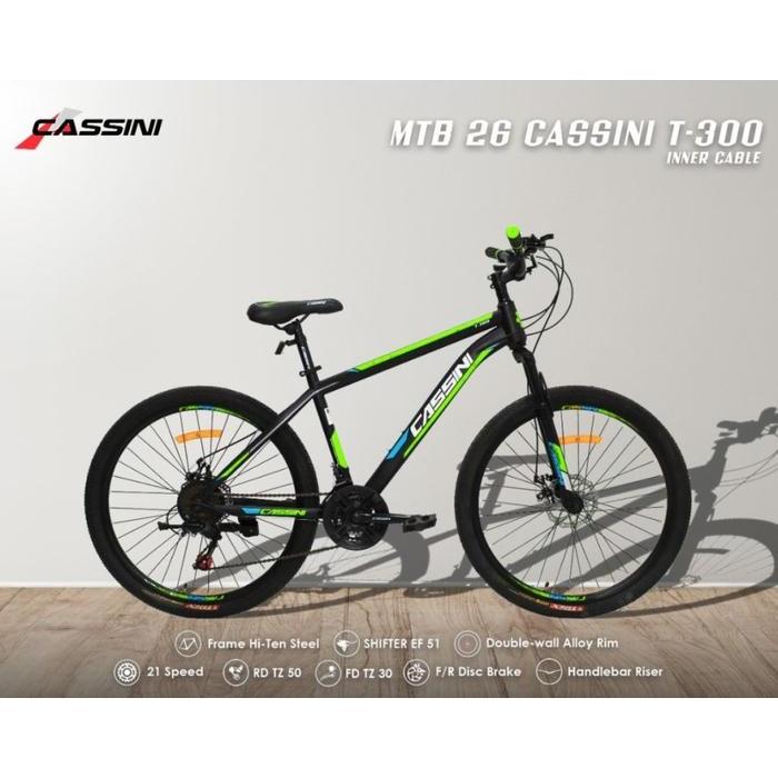 Sepeda Dewasa - Sepeda Gunung MTB 26 Inch Cassini T 300 - Hijau