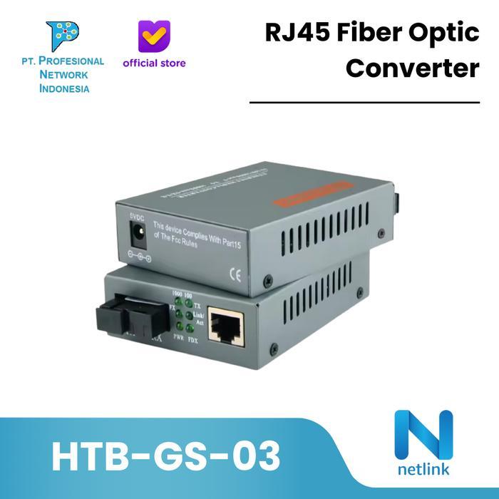 Konverter Media Fiber Optik Gigabit RJ45 Model HTBGS03