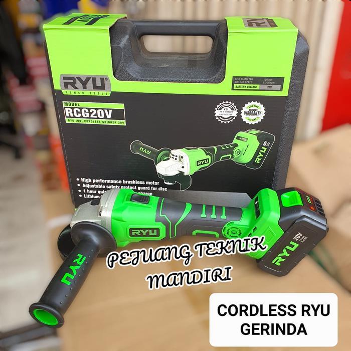 MESIN GERINDA TANGAN CORDLESS RYU RCG 20V / GURINDA BATERAI RYU RCG20V