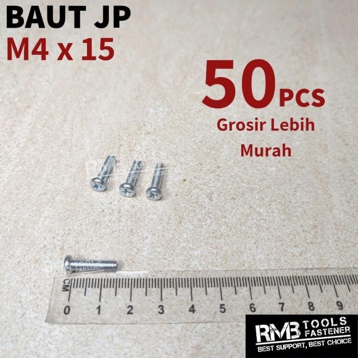 BAUT JP M4X15 PANJANG 1.5CM PUTIH GALVANIS M4 / SEKRUP SKRUP JP M4