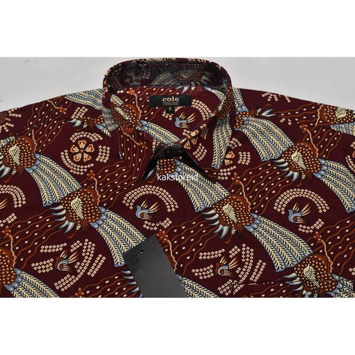 COLE Kemeja Pria Batik Lengan Panjang Merah Reguler COB 38 #Kemeja Murah Motif