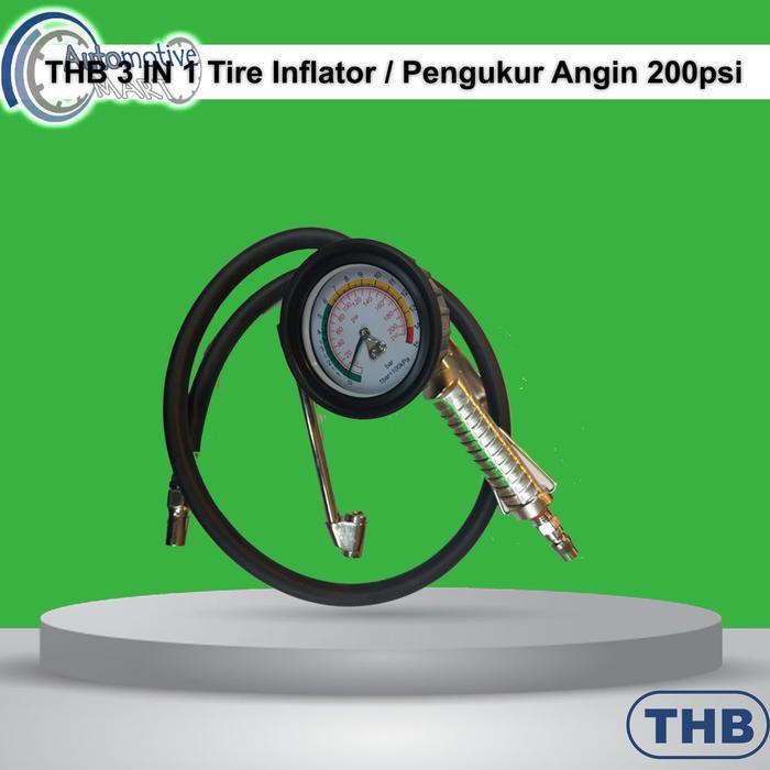 THB 3 Function Tire Inflator / Pengukur Angin 200psi