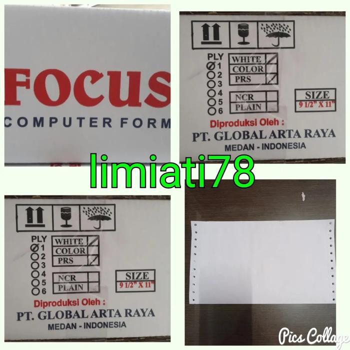 

NEW PRODUK KERTAS CONTINUOUS FORM FOCUS 9 1/2 X 11 :2 (1 PLY) WARUNG ARA67