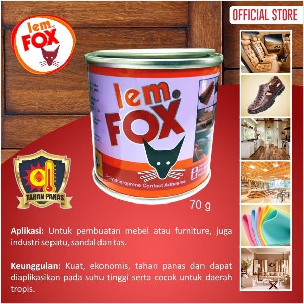 

LEM FOX LEM KUNING LEM HPL VINYL MERAH KALENG 70 GRAM BUNDLING 6 PCS