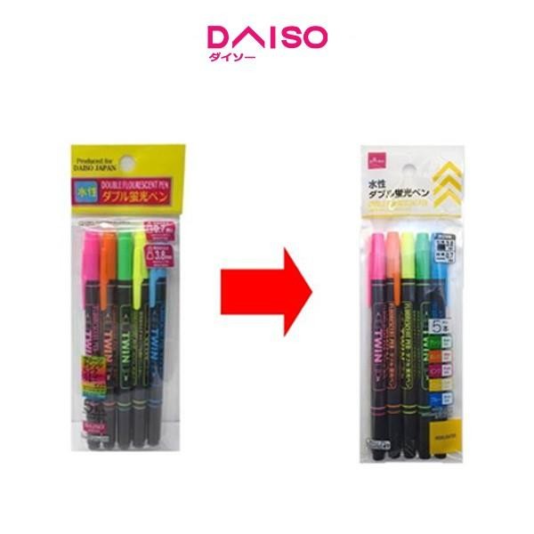 

Bisa Gosend! Daiso Double Fluorescent Pen Water-Based Ink -5 Pcs-