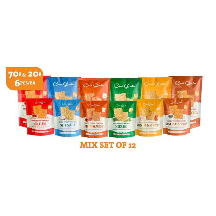 

6 Big 70g + 6 Mini 20g - Casa Grata Crackers - choose your own flavor