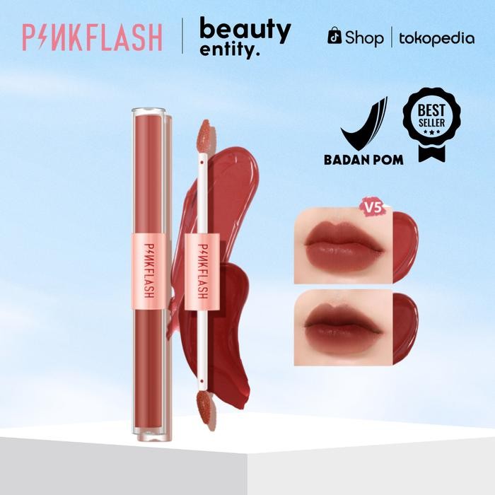 PINKFLASH DoubleSense 2 IN 1 Dual-ended Lipstick Lipstik Ombre Waterproof, Tahan Lama & Ringan