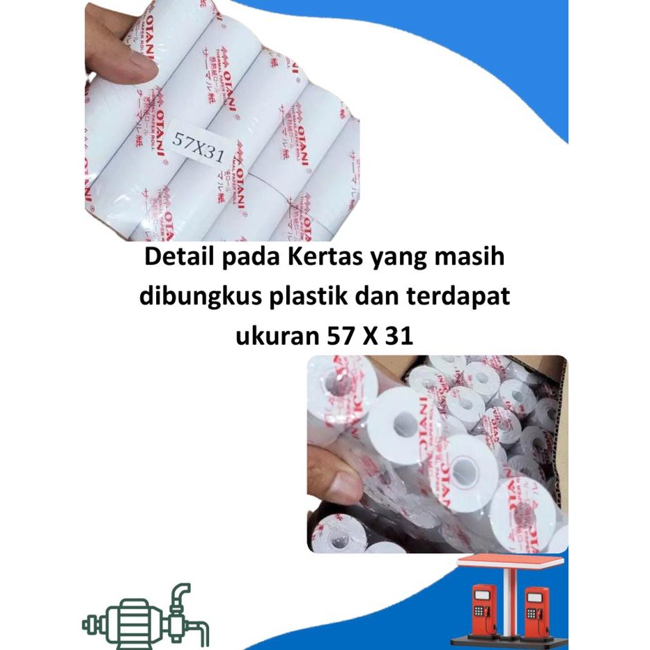 

Kertas Thermal / Struk Polos Merk: Otani 57X31 ( Ada 2 Ukuran 1 Kertas Isi 10Pcs Dan 1 Dus Isi 100