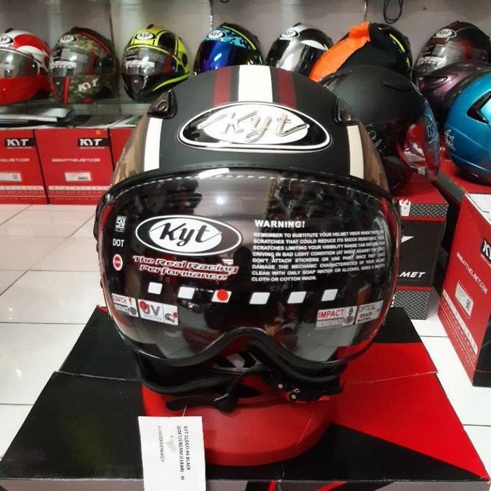 Helm Kyt Elsico Motif Black Cream Brown Doff Elsico Retro #4 Termurah