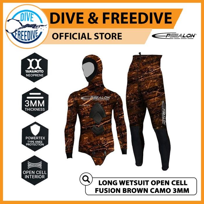 Long Wetsuit Epsealon 3mm Brown Camo Open Cell Freedive Spearfishing