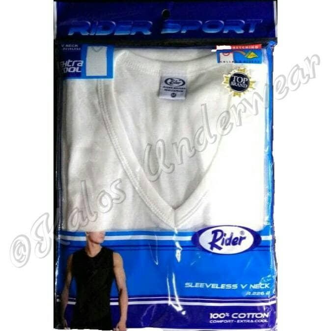 KAOS TANK TOP PRIA RIDER SPORT V NECK WARNA PUTIH