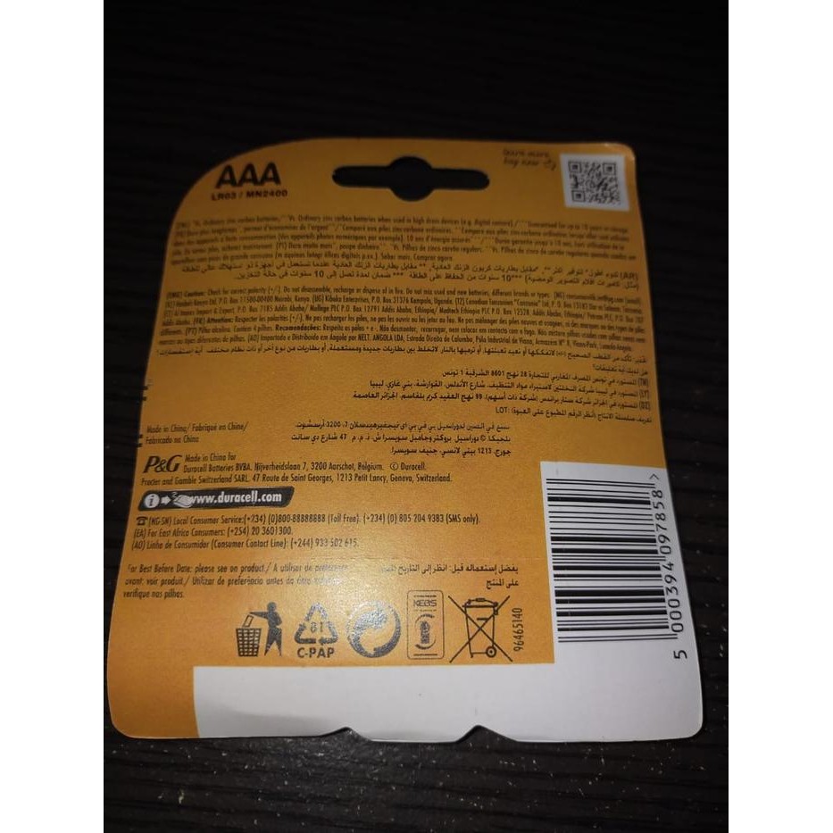 Pilihan- Baterai Batre Duracell Aaa Alkaline Duracell Aaa Isi 4Pcs