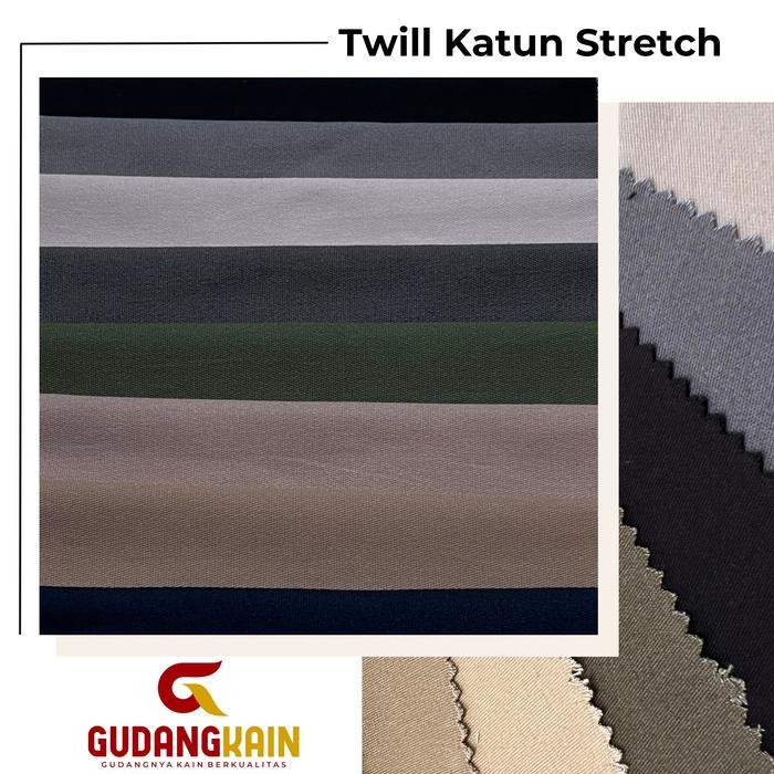 

KAIN TWILL KATUN STRETCH ( BAHAN COTTON CHINOS 220-230 GSM ) KODE 1392