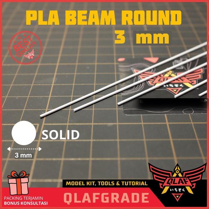 Pla Beam Round Solid 3 mm - plastic pla plate bulat padat custom model Plastik