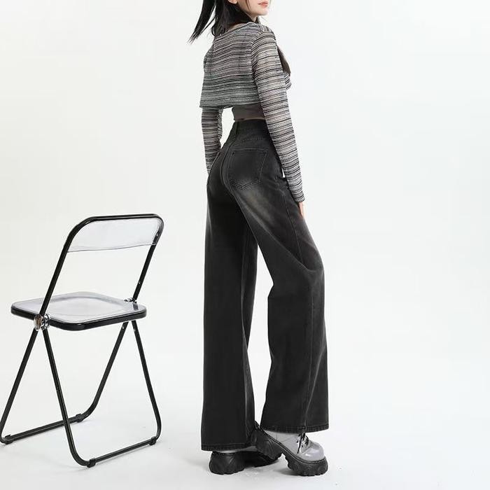 Baggy Jeans Highwaist Wanita Hitam Celana Denim Panjang Cewek Korean Style Promo 