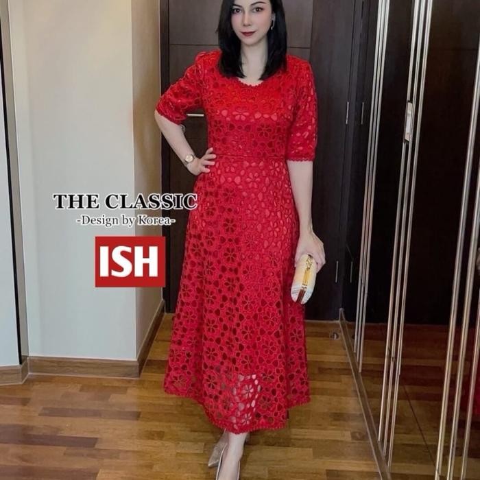 The classic dress brokat import v midi dress premium