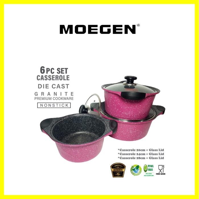 Moegen Germany Casserole Set / Moegen 6 Pcs Casserole Pot Granite Series Anti Lengket Original Alat