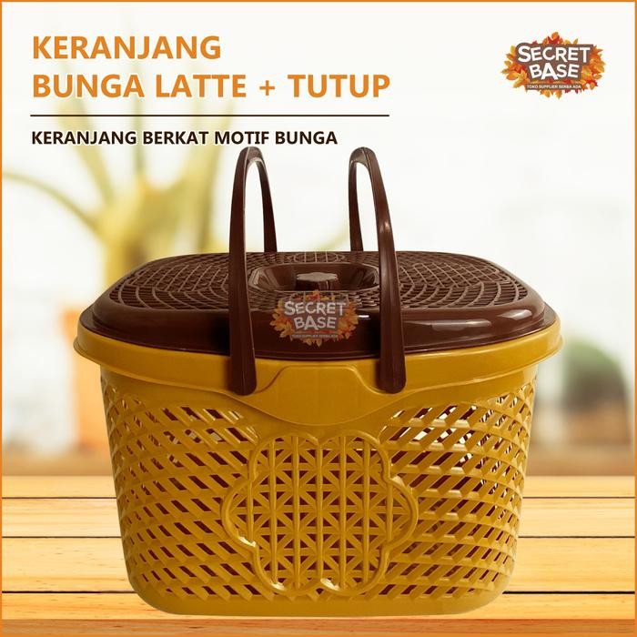 KERANJANG BUNGA LATTE + TUTUP - Besek Hajatan Unik / Rantang Nasi Berkat Jaman Now