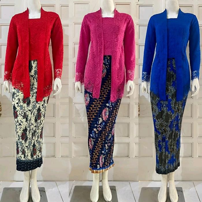 Pilihan- Atasan Kebaya Brokat Modern Baju Kutu Baru Untuk Wisuda Dan Kondangan Batik Panjang