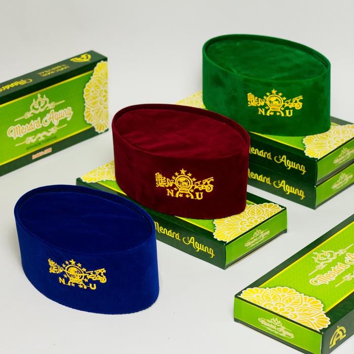 Peci Songkok Nu Motif Terbaru Warna Merah Hijau Biru Bordir Computer Kuning Emas Kopiah Songkok Pria